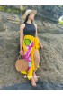 Hand Painted Floral Sarong in Yellow color